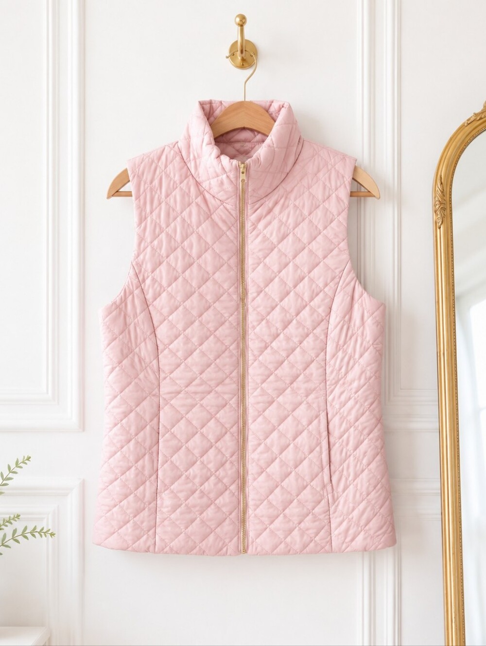 NWT Banana Republic Factory Pink Quilted Zip Front Puffer Vest | Size Small - Picture 5 of 8